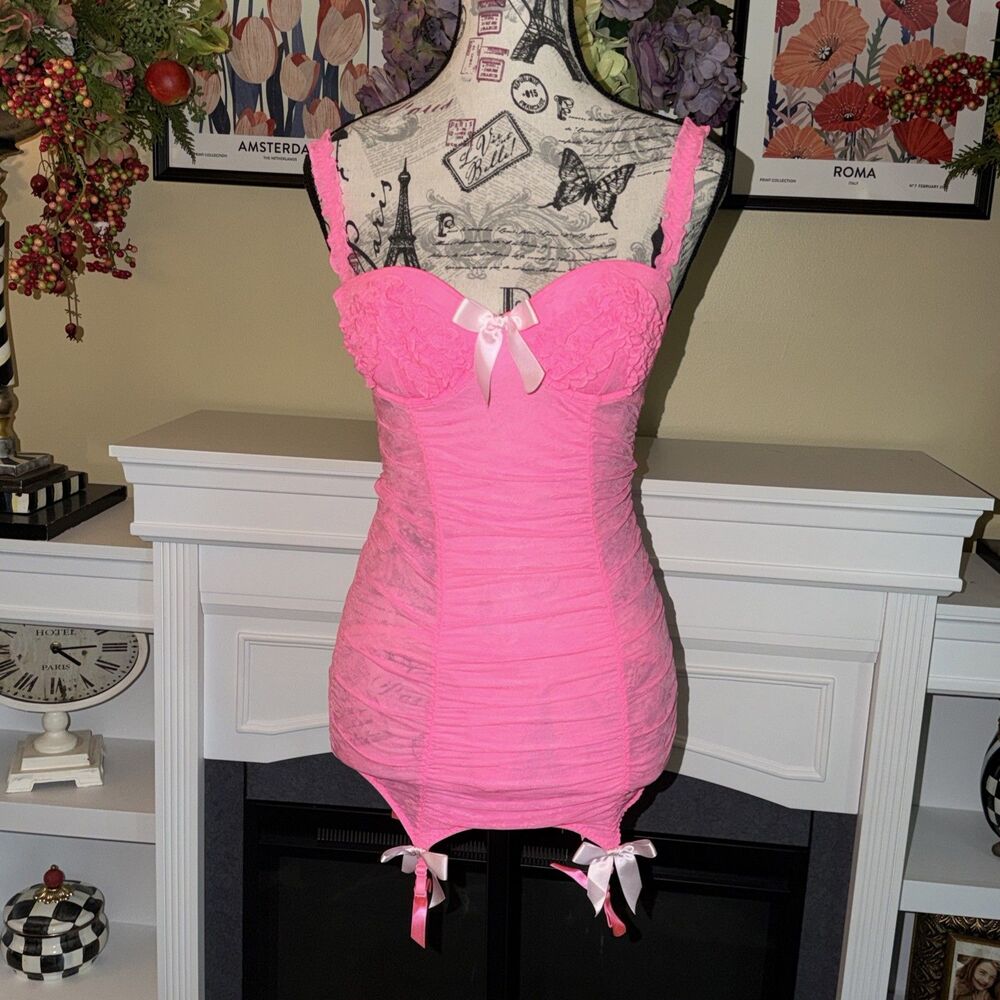Victoria's Secret Sexy Little Things Ruched Teddy Lingerie Garter Belt SIip